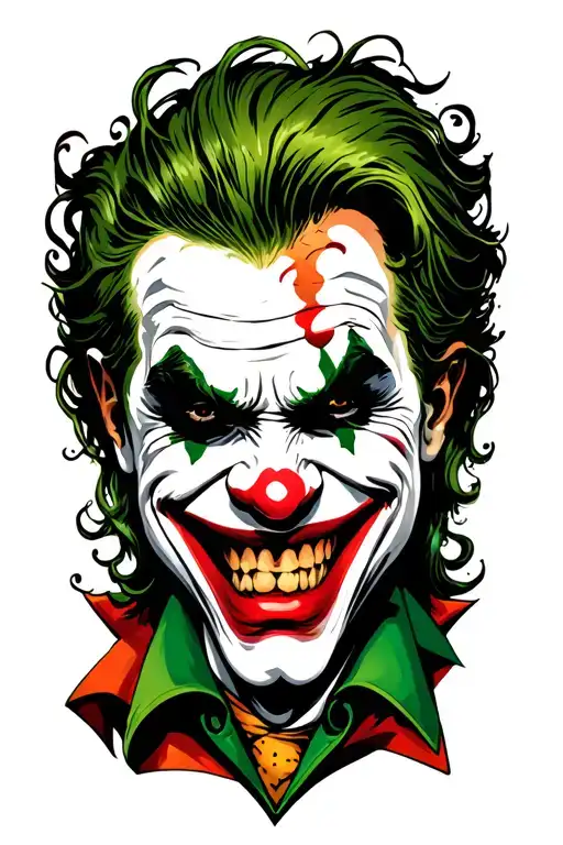 laughing but sad joker face tattoo design idea