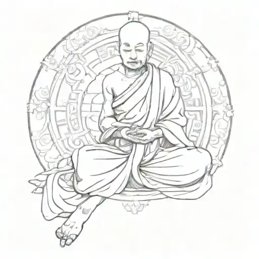 a buddhist monk tattoo design idea