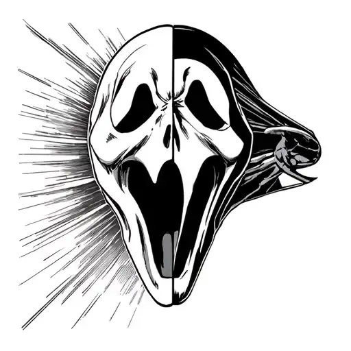 take the mask from the movie Scream and slip it in two halves. in the of that should the Silversurfer come out gliding  tattoo design idea