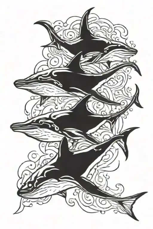 stingrays swimming tattoo design idea