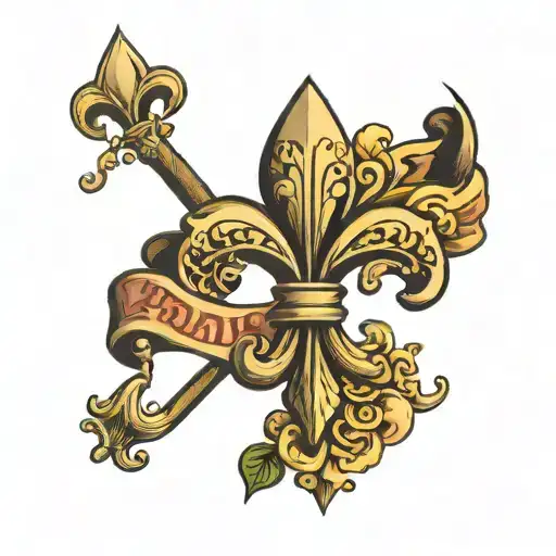 fleur de lis and banner that says tattoo design idea