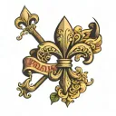 fleur de lis and banner that says tattoo design idea