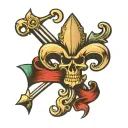 fleur de lis and banner that says tattoo design idea
