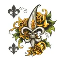 fleur de lis and banner that says tattoo design idea