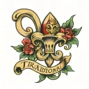 fleur de lis and banner that says tattoo design idea