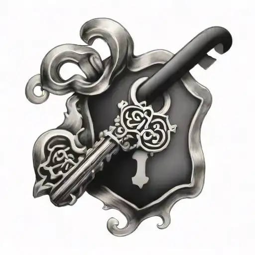 lock and key intertwined tattoo design idea