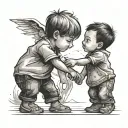 two kids holding hands showing brother love each other tattoo design idea