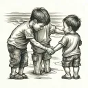 two kids holding hands showing brother love each other tattoo design idea