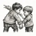 two kids holding hands showing brother love each other tattoo design idea