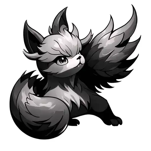 vulpix reaching towards the sky tattoo design idea