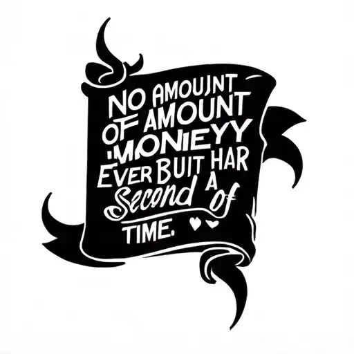 create me a tattoo from a quote no amount of money ever bought a second of time  tattoo design idea