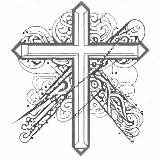 cross with numbers 444 tattoo design idea