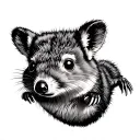 skydiving quokka tattoo design idea