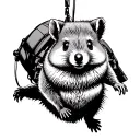 skydiving quokka tattoo design idea