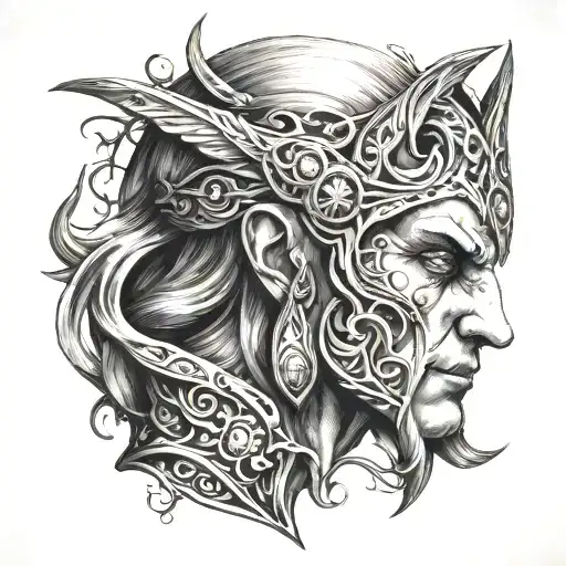 elden ring malenia head shot tattoo design idea