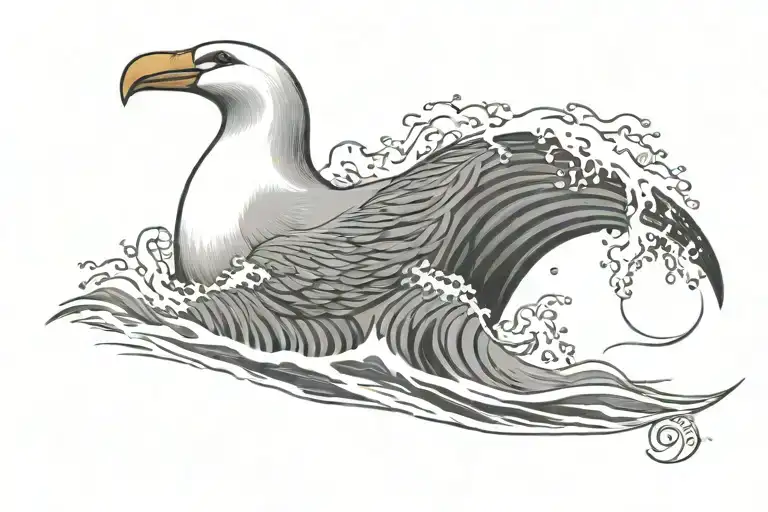 albatross wave tattoo design idea