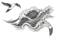 albatross wave tattoo design idea