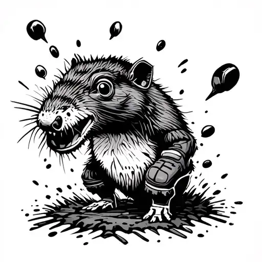 a mole coming out of a hole in the ground wearing goalkeeper gloves  tattoo design idea