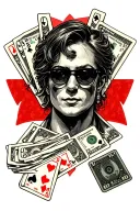 risk taker with gambling and scamming related symbols tattoo design idea