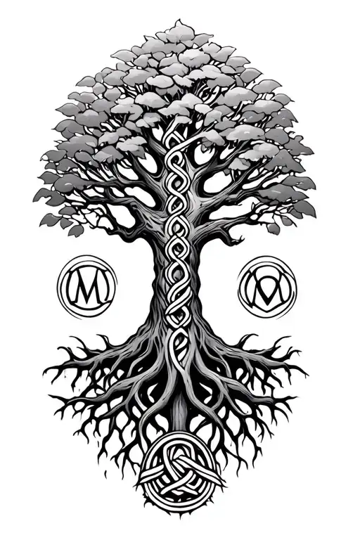 tree of life Celtic with roots deep and love knot on upper forearm with MOM tattoo design idea