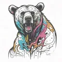  bear head in color tattoo design idea