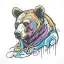  bear head in color tattoo design idea