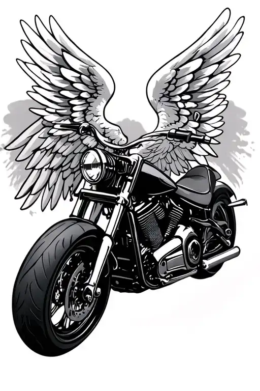 Motorcycle Angel Wings tattoo design idea