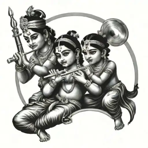 jigar and kriva and Krishna playing the flute tattoo design idea