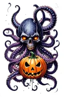 jack o lantern, tentacles, eldritch, deep space tattoo design idea
