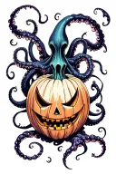 jack o lantern, tentacles, eldritch, deep space tattoo design idea