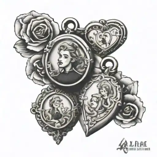 matching tattoos for mom and daughter themed as a basic locket from the movie Annie tattoo design idea