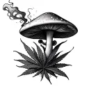  shrooms smokeing weed leaves morphing into galaxy aliens  tattoo design idea