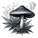  shrooms smokeing weed leaves morphing into galaxy aliens  tattoo design idea