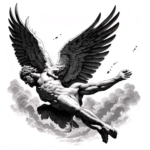 icarus falling from the sky tattoo design idea