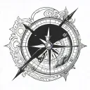 pierced navigation compass tattoo design idea