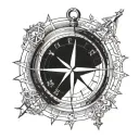 pierced navigation compass tattoo design idea