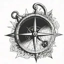 pierced navigation compass tattoo design idea