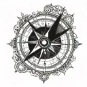 pierced navigation compass tattoo design idea