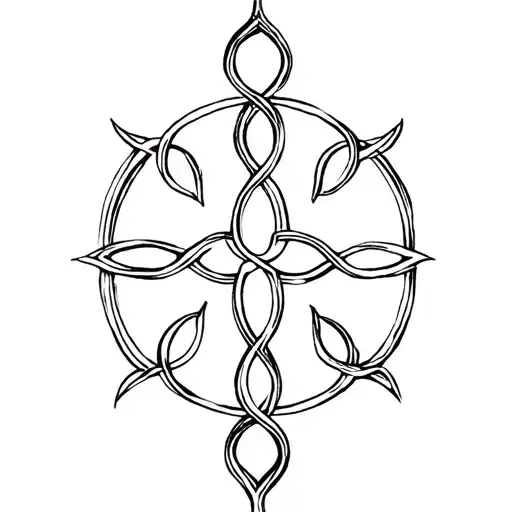 unalome symbol, celtic motherhood symbol  and triskel symbol incorporated  tattoo design idea
