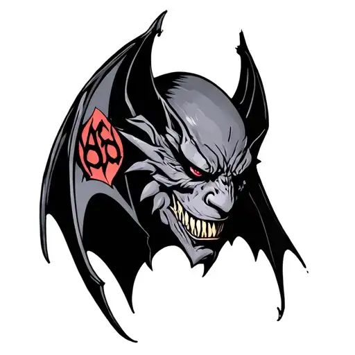 evil bat with 666 on ear tattoo design idea
