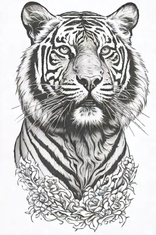 Tiger face tattoo design idea