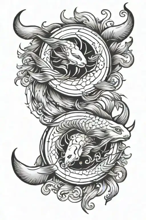 pisces and taurus zodiac sign tattoo design idea