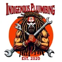 "Indigenous Plumbing Est. 2020" "Indigenous Plumbing Est. 2020" dreadlock face war painted Native American warrior holding wrench crossed tattoo design idea