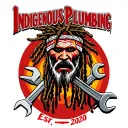 "Indigenous Plumbing Est. 2020" "Indigenous Plumbing Est. 2020" dreadlock face war painted Native American warrior holding wrench crossed tattoo design idea