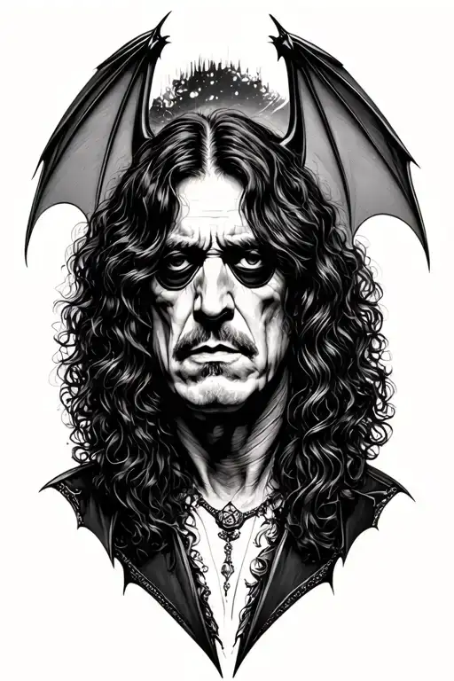 Unique Ozzy osbourne and bat tattoo design tattoo design idea