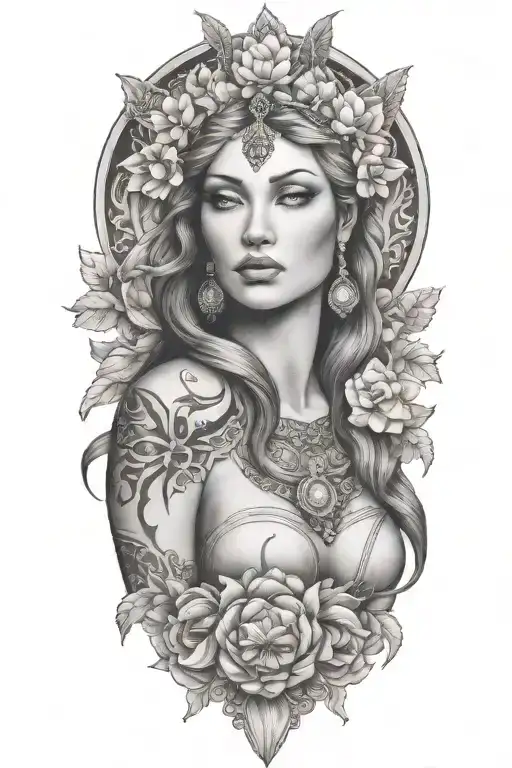 fortuna goddess sexy fit tattoo design idea