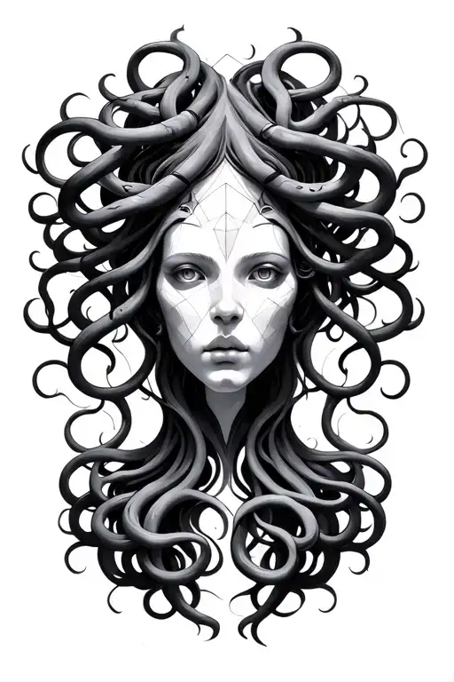 Medusa geometric design incorporating tattoo design idea