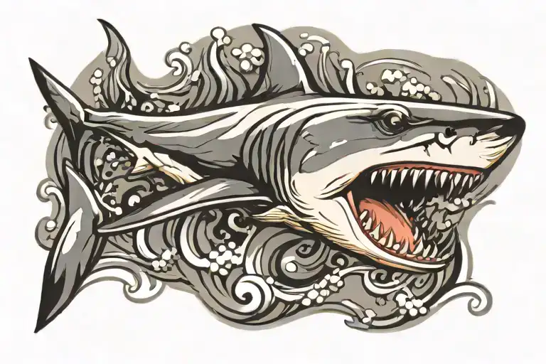 shark swimming tattoo design idea