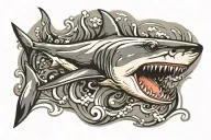 shark swimming tattoo design idea