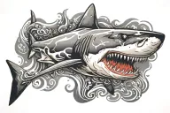 shark swimming tattoo design idea